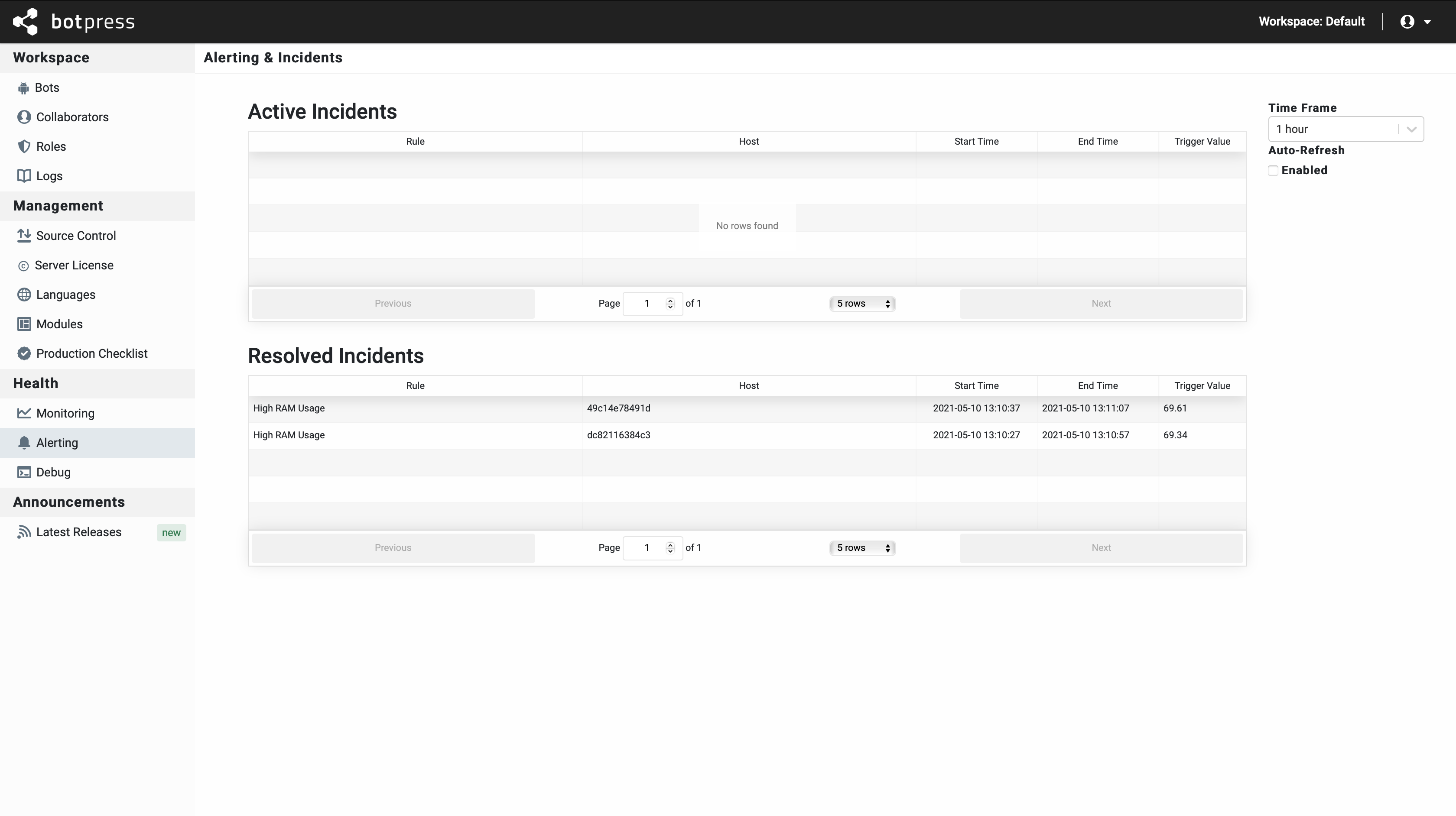 Alerting Interface